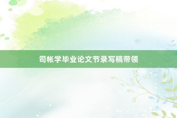 司帐学毕业论文节录写稿带领